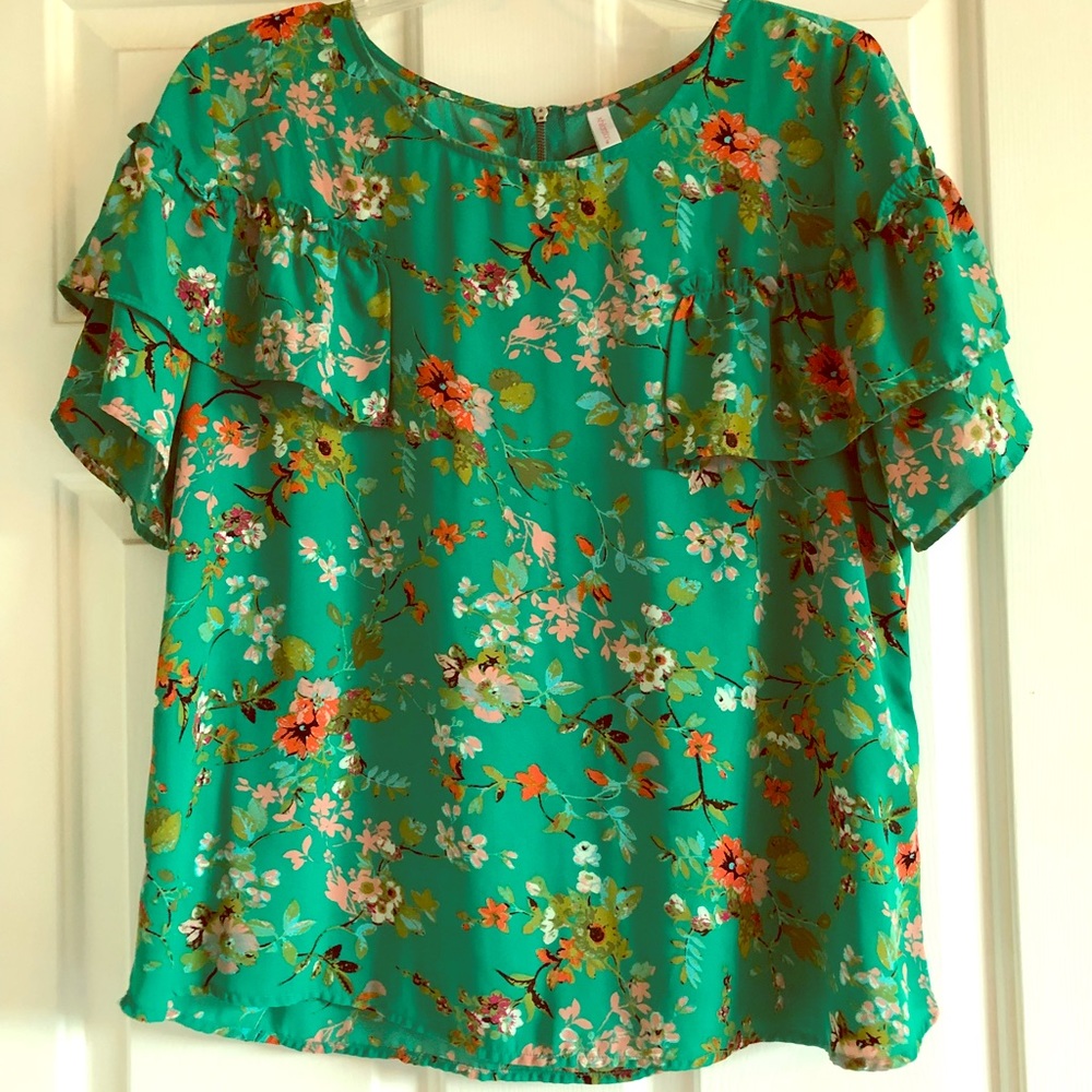 Green Floral Blouse